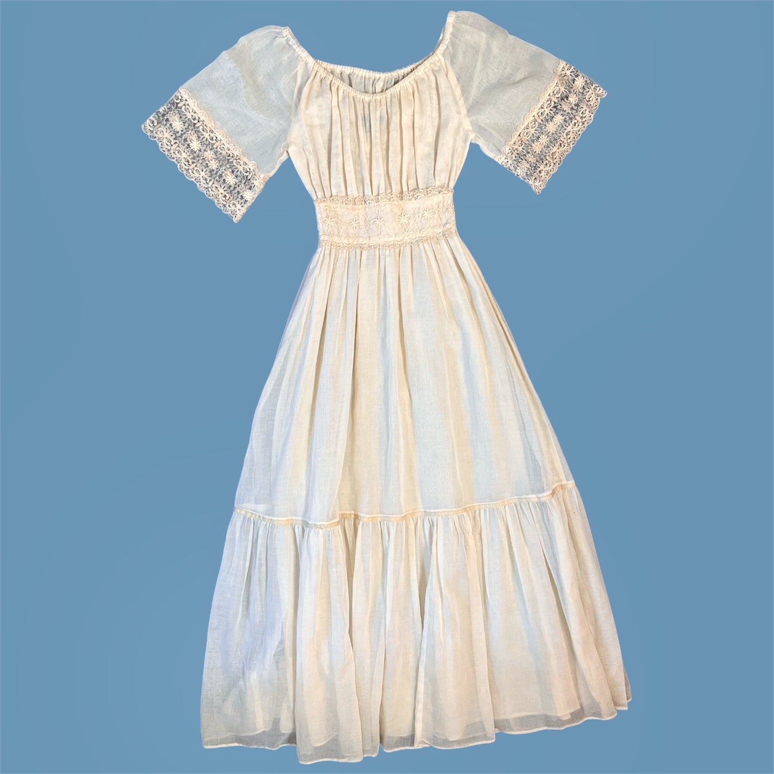 1970s Gauzy Sheer Boho Maxi Dress
